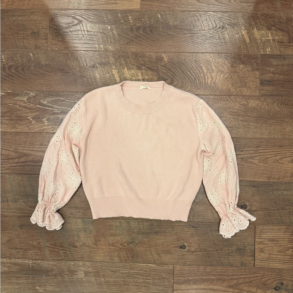 Entro Blush Sweater with Lace Detail